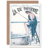 Artery8 La Vie Parisienne Fishing in Bath Magazine Cover Sealed Greeting Card Plus Envelope Blank inside