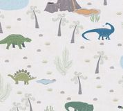 A.S. Création DINOSAURUS BEHANG Kinderkamer Blauw Bont Groen