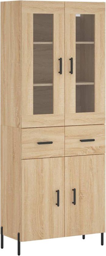 vidaXL Hoge kast 69,5x34x180 cm bewerkt hout sonoma eikenkleurig