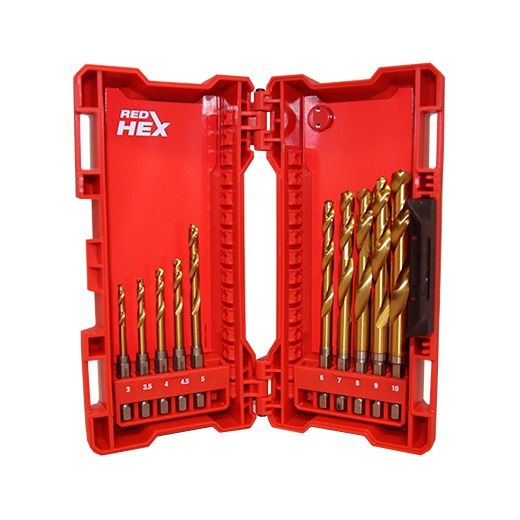 Milwaukee 48894759 10-delige Shockwave HEX Metaalborenset in cassette