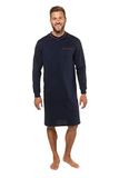 JP 1880 - Heren - Nachthemd loungewear effen lange mouwen - Donkermarine - Maat 8XL
