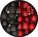 Kaemingk B.V. 28x pièces petites boules de Noël en plastique noir et rouge 3 cm