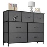 Sweetcrispy Commode met stoffen laden, sideboard met 7 stoffen laden, ladekast, organisatiemeubel voor keuken, kantoor, hal, tv-kast met laden, middengrijs