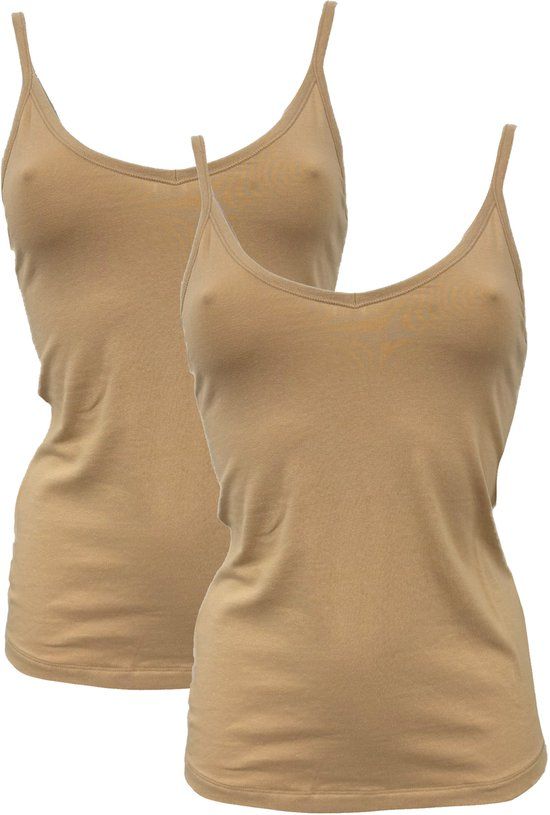 My Basic by After Eden After Eden My Basic Singlet katoenen 2-pack Dames Ondershirt - Poeder - Maat M