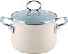 Riess Nouvelle Avorio braadpan met glazen deksel, diameter 16 cm, 2 liter, extra sterke geëmailleerde coating