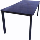 VCM Eettafel voor buiten, rechthoekig, glas/aluminium, 189x90x73 cm, zwart