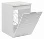3xE living Meuble de salle de bain suspendu avec panier à linge, blanc / aspect marbre blanc plat