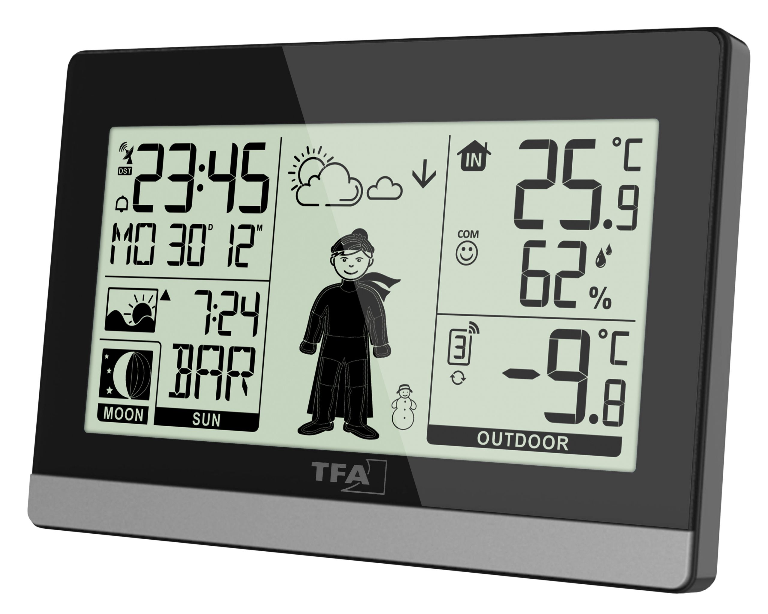 TFA Dostmann Weather Boy Zwart Draadloos Weerstation met LCD Display