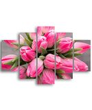 Homemania Wandafbeelding, bloemenmotief, 5 stuks, natuur, voor woonkamer, meerkleurig, 95 x 0,3 x 60 cm, HM205MDF135, MDF