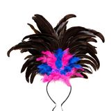 Widmann 66015 - Hoofdband met Copacabana-veren, volwassen vrouw, jaren 1910, jaren 20, Burlesque, Can Can, Braziliaans Carnaval, Show, Kleur Zwart-Roze-Blauw