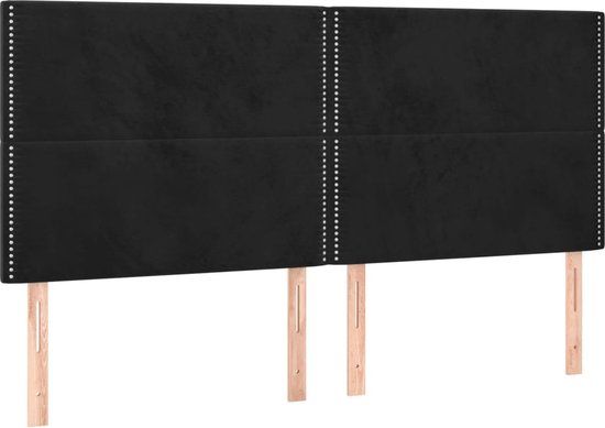 vidaXL Hoofdbord - Zwart - 180x5x118/128 cm - Fluweel