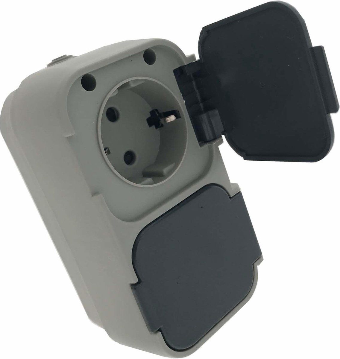 Benson WCD Dubbel Stopcontact - Wandcontactdoos - IP54 - 16A - Grijs