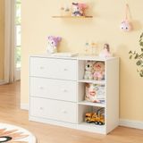 [en.casa] Luiercommode Beldinupp 3 lades en 3 open vakken 93x110x55 cm wit
