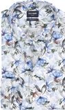 OLYMP Luxor modern fit overhemd - dobby - wit met blauw en groen bloemen dessin - Strijkvrij - Boordmaat: 40 (EU maat: M)
