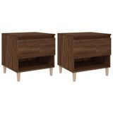 VidaXL Nachtkastjes 2 stuks 50x46x50 cm bewerkt hout bruin eikenkleur