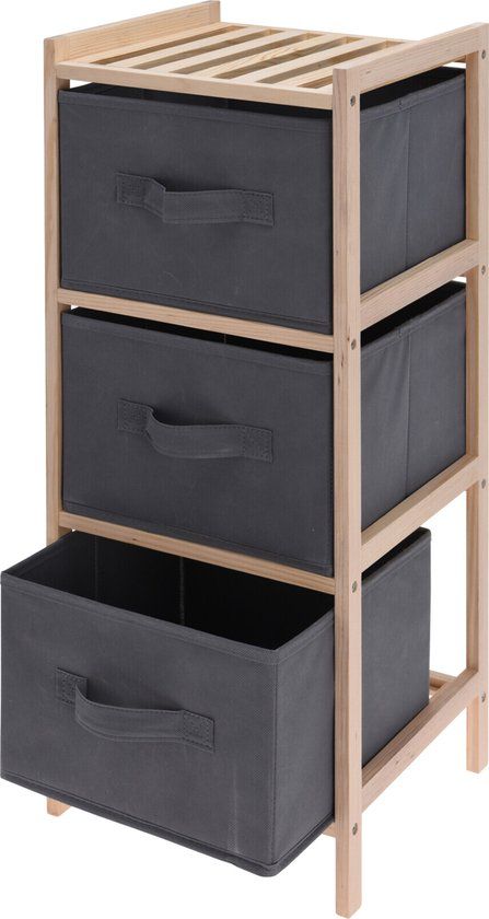 H&S Collection Ambiance Opbergkast met 3 Opbergboxen - Grenenhout - 65 cm