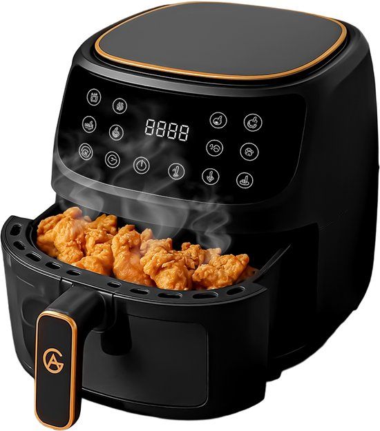 AG AG5100 Airfryer XXL Premium Zwart – 5,5L Hete Luchtfriteuse – Digitaal Display – 8 Programma’s – Anti-aanbak – Vaatwasserbestendig – Extreem Stil – Gezond Koken Zonder Olie – Inclusief Receptenboek