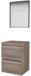 Basic-Line Framed 46 Badkamermeubelset - 50 x 46 cm - Greeploos - 2 Lades - Wastafelblad - Spiegel met Zwart Aluminium Frame - Scotch Oak