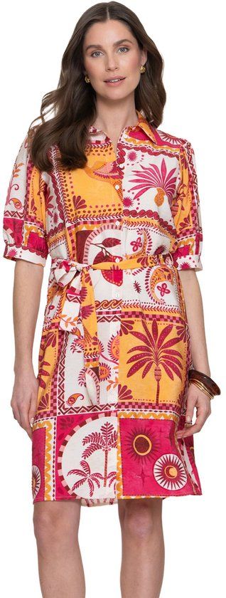 Geisha blousejurk met print - roze