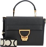 COCCINELLE Leren Schoudertas Handtas Arlettis Signature Handbag Grained Leather Noir Zwart
