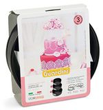 Guardini 89993A springvormset, plat, staal, zwart, 20 cm, 3 stuks