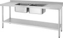 Vogue RVS Spoeltafel Dubbele Spoelbak Afdruiprek Links En Rechts 210x60cm - Vogue DY829