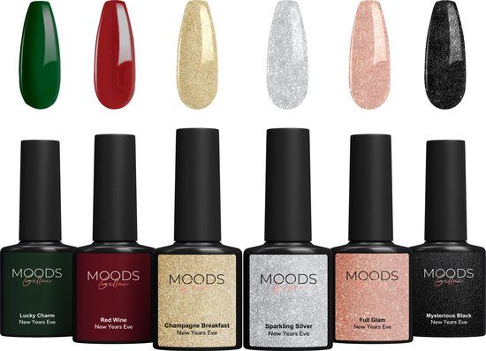 Moods Gellac New Year's Eve Gel Nail Polish Set - 6 Pieces - Glitter Colors