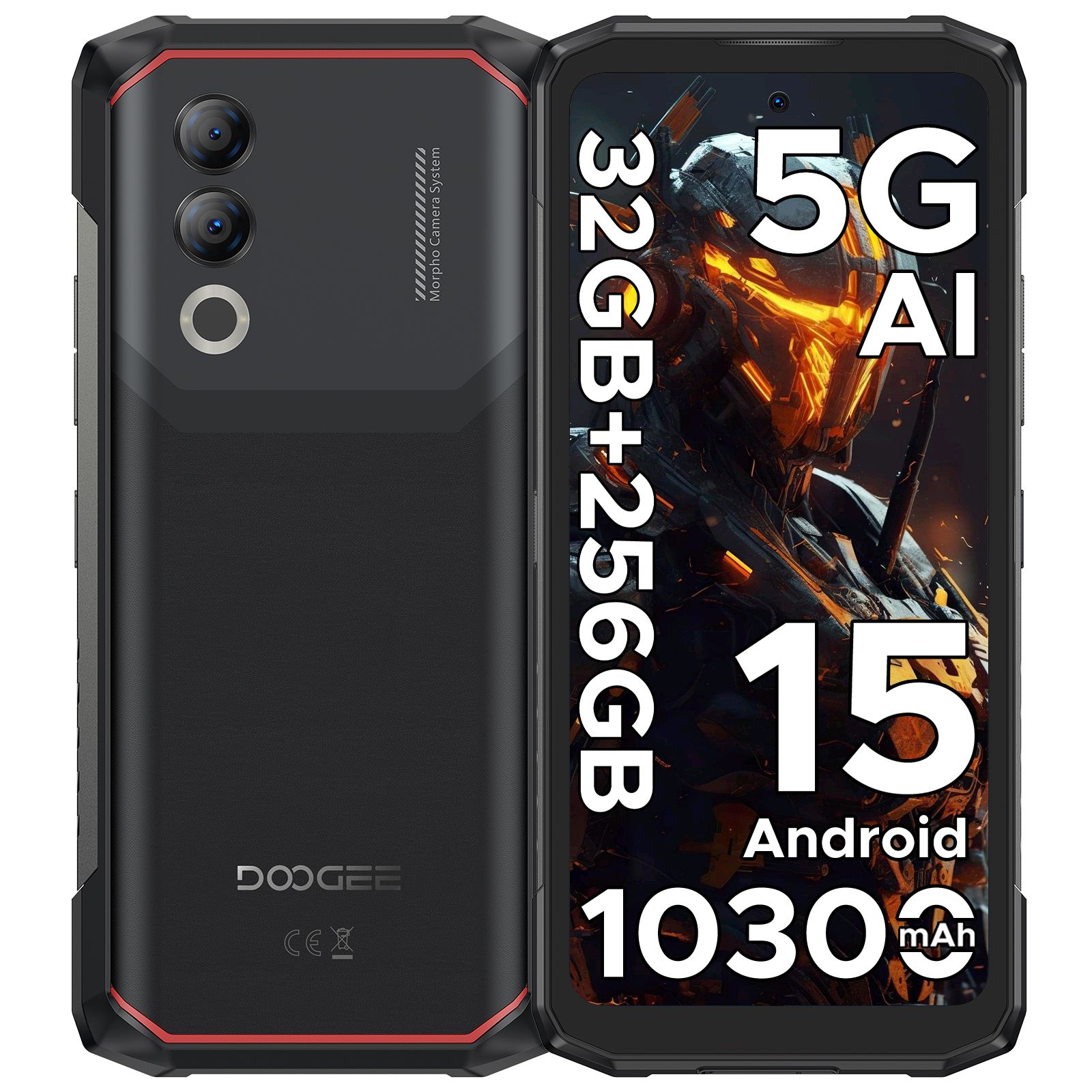 DOOGEE Blade20 Turbo 5G Robuuste telefoon Gemini Al 6,6 '' Scherm 10300mAh Batterij 8GB 256GB 50MP Camera Android 15 NFC Mobiele telefoon