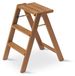 Escalier trois marches, bois hêtre, pliable, capacité 120 kg, aspect bois cerisier