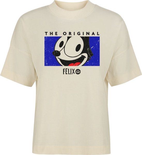 Felix The Cat Felix - The Original Dames T-shirt - Katoen - Ronde hals - Korte mouw - XXL - Natuur