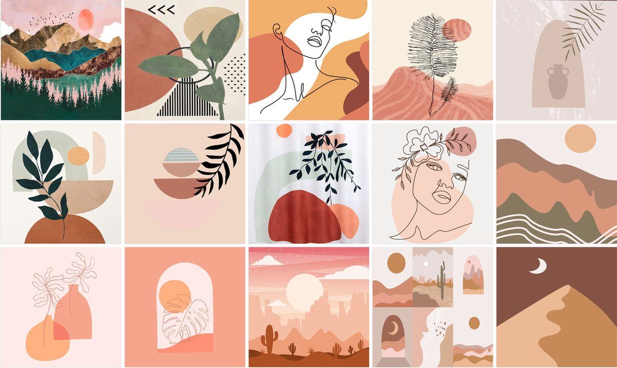 Ulticool Decoratie Sticker Tegels - Retro Aesthetic - 15x15 cm - 15 stuks