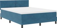 vidaXL LED Boxspringbed Donkerblauw 140 x 190 cm Fluweel