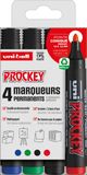 uni-ball Uni PROCKEY permanent marker PM-122, etui van 4 stuks, geassorteerde kleuren