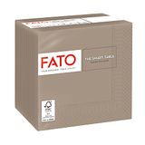 Fato, Wegwerp papieren servetten, ideaal voor aperitief en cocktail, 100 servetten, formaat 24 x 24 gevouwen, 4-laags, kleur taupe, 100% pure cellulose, FSC-gecertificeerd