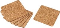 Fackelmann Raclette-/glasonderzetters, kopjesonderzetters van natuurkurk, waterafstotende tafelonderzetters (kleur: bruin), aantal: 6 stuks