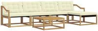 vidaXL - Bank loungeset - 5 zitplekken - Wit en crèmekleurig - Acacia hout