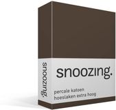 Snoozing percale katoen hoeslaken extra hoog - Lits-jumeaux (160x210 cm) - Geel