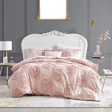 Betsey Johnson - Kingsize dekbedovertrekset omkeerbaar katoenen beddengoed met bijpassende shams & bonuskussen, ideaal voor alle seizoenen (roze rozen, koning)