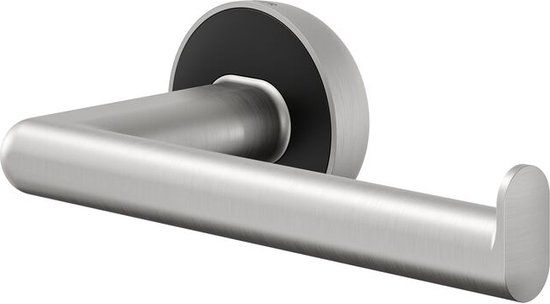 Tiger Cooper - Toiletrolhouder Zonder Klep - L-vorm - RVS Geborsteld/Zwart