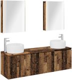 vidaXL Badkamerkast - set - 5 - st - Oud - hout - Bewerkt - hout
