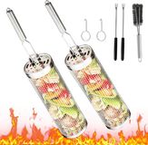 Merkloos 2 stuks panier à grill en acier inoxydable avec poignée pour barbecue - panier à grill de légumes - grills de camping et de terrasse