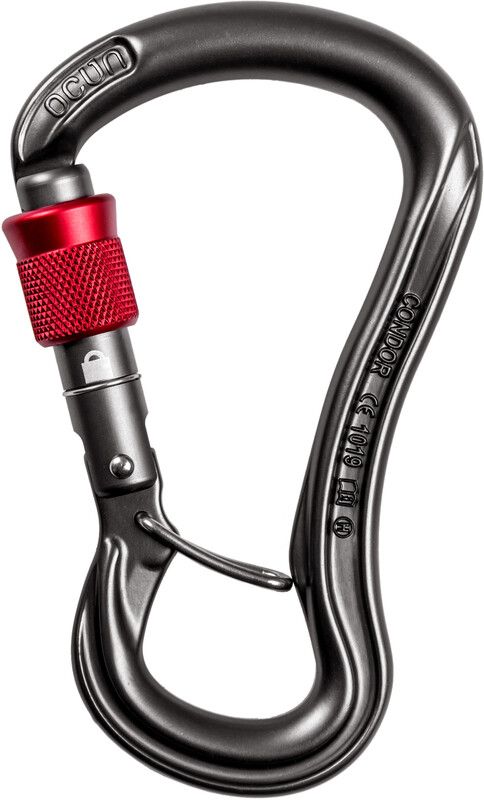Ocun Condor HMS Screw Karabijnhaak - Grijs/Rood