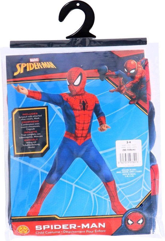 RUBIE'S Marvel Official Klassiek Spiderman Verkleedkleding - Jongens - Maat 104 - Jumpsuit met Masker