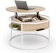 Relaxdays Table basse avec rangement - ø 80 cm - plateau relevable - blanc-beige