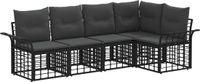 vidaXL Hoek loungeset 5-delig Polyester Zwart en Donkergrijs