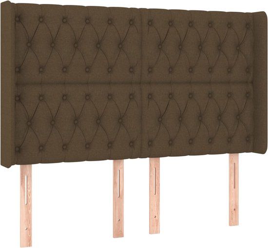 vidaXL Hoofdbord Stof Donkerbruin 147x16x118/128 cm