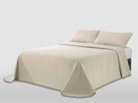 MANTAS MORA Jacquard-sprei van gerecycled katoen, natuurlijk gevoel, licht en ademend, design N14, 180 x 270 cm, beige