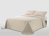 MANTAS MORA Jacquard-sprei van gerecycled katoen, natuurlijk gevoel, licht en ademend, design N14, 180 x 270 cm, beige