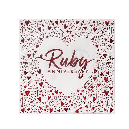 Creative Party Creative Party J043 Ruby Anniversary 3-laags folie Gestempelde Document Luncheon Servetten, 13"-16 PCs