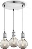 Home Sweet Home Hanglamp Geborsteld Staal Vintage Rond - Inclusief 3x LED Filament Lamp G95 - Dimbaar - Pendel Lengte 100 cm